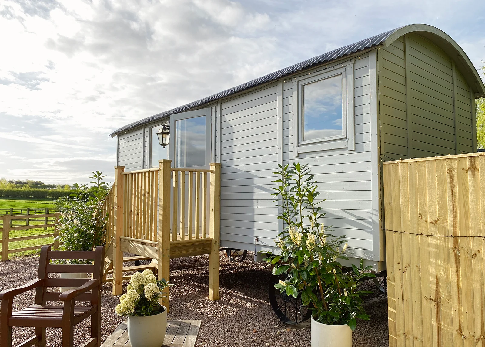 Shepherd's Hut at Inkersall Grange farm and Inkersall Cabins