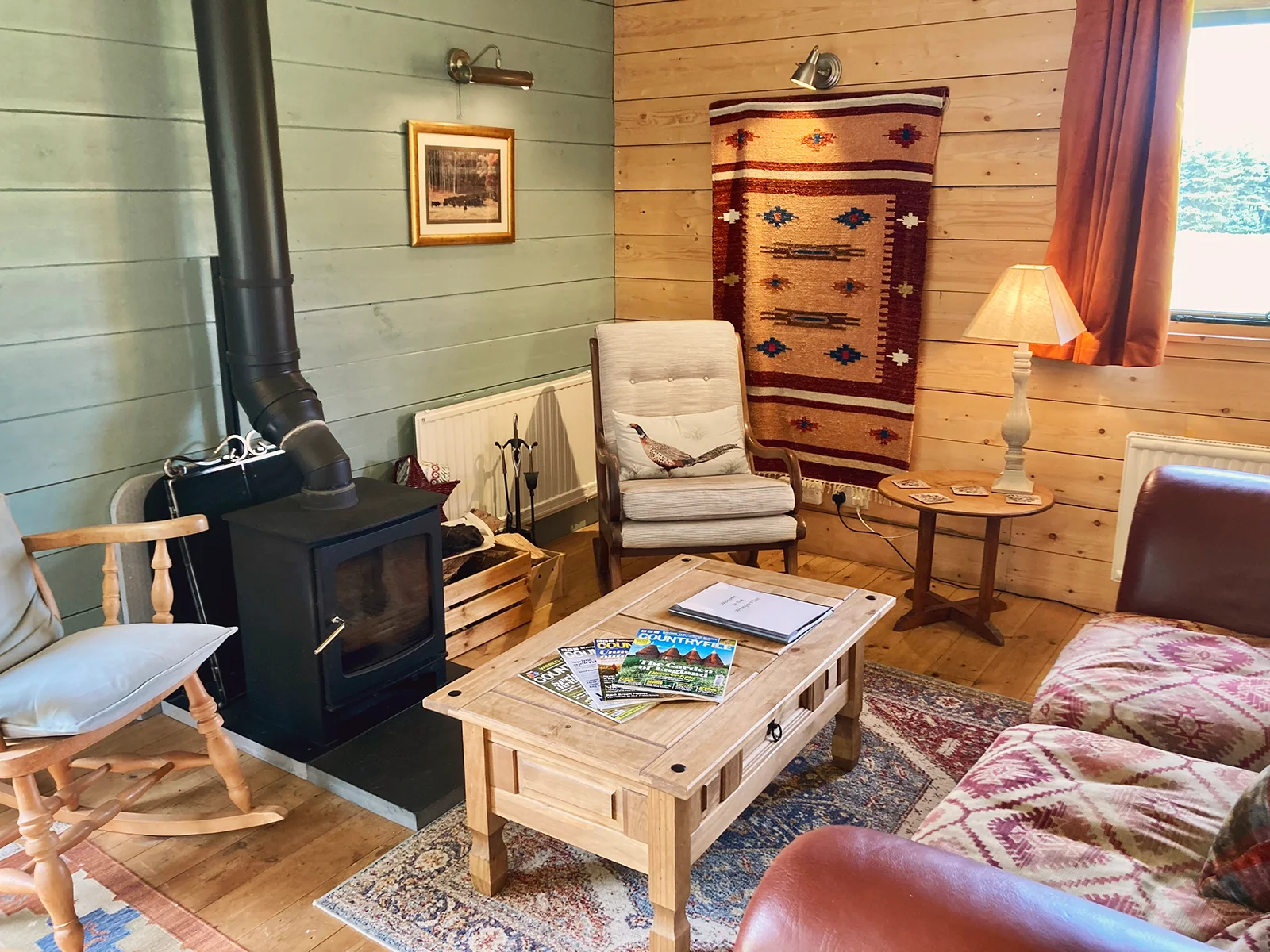 Wranglers Den - Living Room with log burner